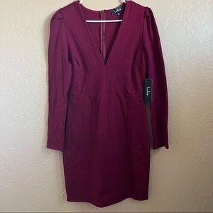 Lulu’s Maroon Long Sleeve Dress - NWT - Size XL